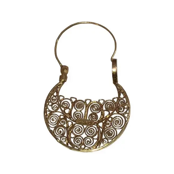 14 KT Gold Mexican Filigree Hoop Earrings